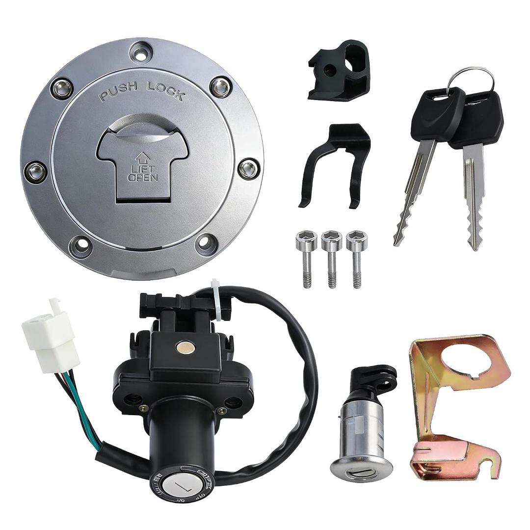 waltyotur Ignition Switch Fuel Gas Cap Seat Lock Key Set Replacement for Honda CBR600F4/F4I CBR600RR CBR900RR CBR929RR CBR954RR CBR1000RR CBR1100XX VTR1000 VFR800 NT650 NT700V