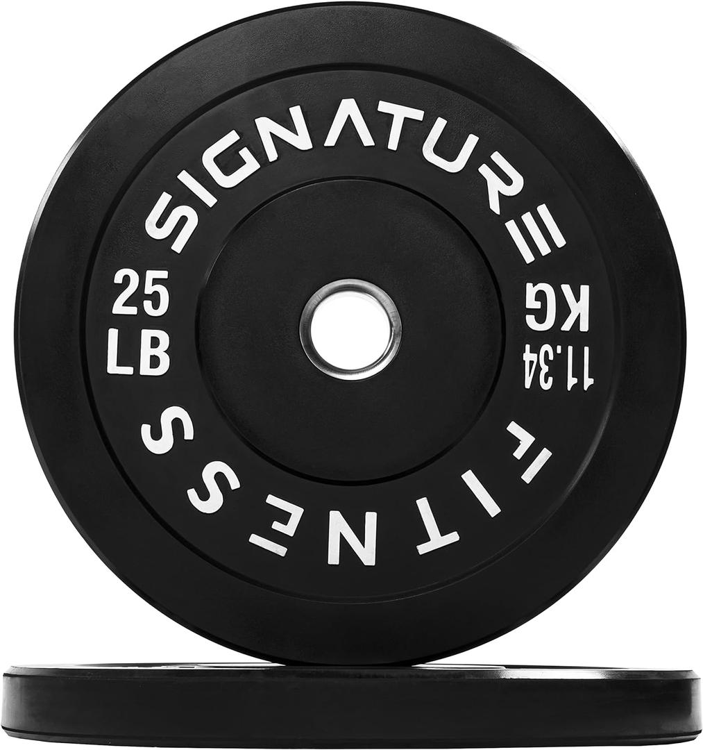 Fitvids Olympic Bumper Plates Set, 2" Weight Plates for Strength Training & Weightlifting, Paris or Set or Set with Barbell, Multiple Options (Black), 25LB, Pair