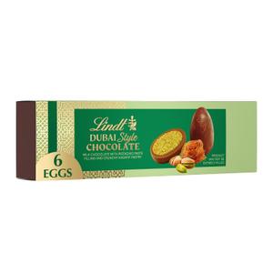 Lindt Dubai Style Milk Chocolate Candy Easter Eggs with Pistachio & Kadayif, 3.8 oz., 6 Count (Full Size), BBD 04/30/2026