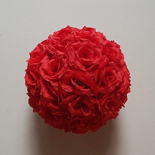 10 Pack 3 inch Artificial Rose Satin Pomander Kissing Balls for Home Wall Wedding Party Ceremony Decoration,Red