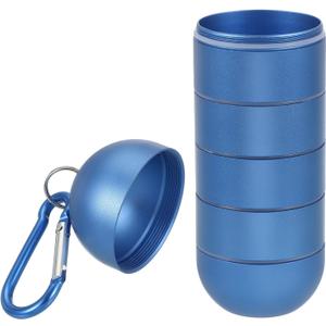 uxcell Travel Ring Holder Keychain, Portable Jewelry Holder Storage Organizer, 5 Layer Rings Case Mini Jewelry Box Keychain Container with Keyring for Gym Sports Travel, Blue