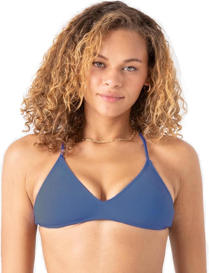 Roxy Women's Bikini Top  UPF 50+, Quick-Dry, Removable Pads, Swimsuit Top, Surf & Beachwear (Medium, Dutch Blue)