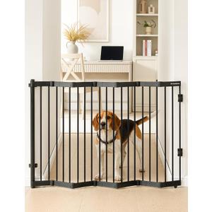 No Pawblems Retractable Safty Gate, 45" Wide Metal Adjustable Dog Gate for Doorways, Stairs & Hallways, 30" Tall, Auto Retract Design, No Bottom Bar, Black