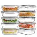 HOMBERKING 10 Pack 22oz Glass Meal Prep Containers, Food Storage Containers with Lids, Airtight Lunch Bento Boxes, BPA-Free & Leak Proof (10 lids & 10 Containers) - Grey