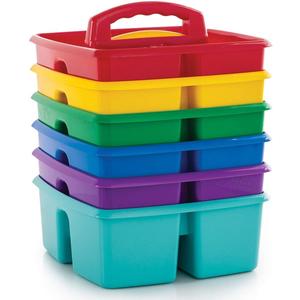 Storex Classroom Caddy, 9.25 x 9.25 x 5.25 Inches, Assorted Colors, Color Assortment Will Vary, Case of 6 (00940U06C), Small Caddy