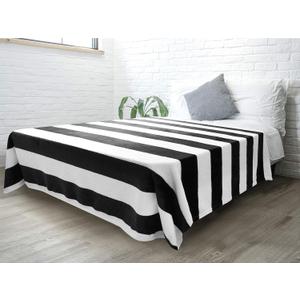 PAVILIA Striped Blanket for Sofa Couch Bed | Soft Flannel Fleece Stripe Black and White Decorative Throw | Warm Cozy Lightweight Microfiber  100x60 In