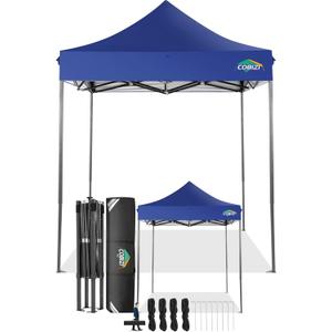 COBIZI 6.6x6.6 Pop Up Canopy Without Sidewall,Heavy Duty Canopy UPF 50+ All Season Wind Waterproof Commercial Outdoor Party Tents for Parties Canopy Gazebo with Storage Bag(6.6 x 6.6 ft Dark Blue)