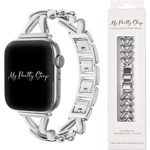 My Pretty Strap - Compatible Apple Watch Band Strap, Stainless Steel Fashion iWatch Replacement Strap- Easy Resizing, No Tool Needed,  Size: 38MM / 40MM/ 41MM / (Series 10& 11 - 42 MM)