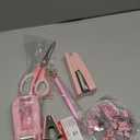 Pink Desk Accessories, Pink Office Supplies Set with Stapler, Tape Dispenser, Staple Remover, Pen Holder, Scissor, Binder/Paper Clips, Ballpoint Pen, Clear Tape and 1000pcs Staples