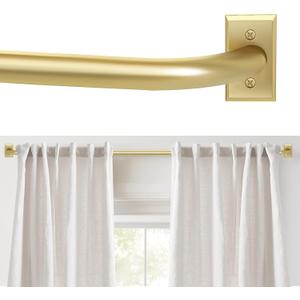 ZYRW Blackout Curtain Rod, Adjustable Extra Long Curtain Rod for Windows 66 to 184 Inches(5.5-15.3Ft), Wrap Around Heavy Duty Rod, Room Darkening French Return Curtain Rods, Gold