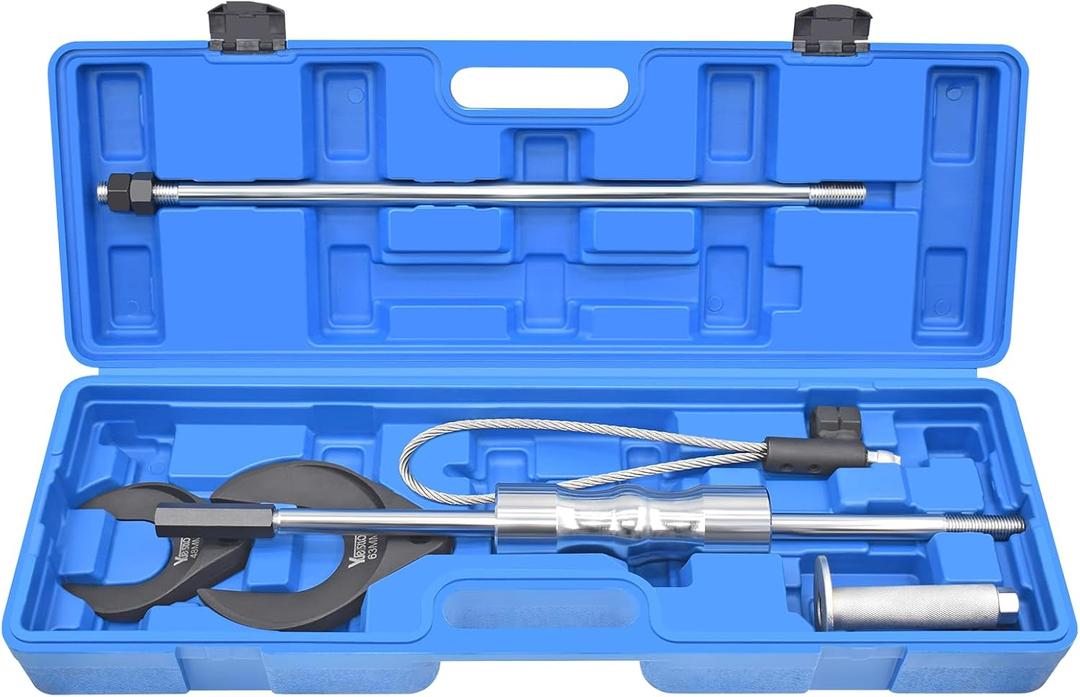 9 PCS Inner CV Axle Removal Tool, Heavy Duty Slide Hammer Puller Set, 63mm 48mm CV Joint Fork, Steel Cable Adapter, Extension Rod, Front Wheel Drive Axle Half Shaft Removal Tool Kit