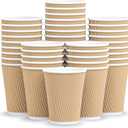 12 oz Disposable Coffee Cup 100 cups Pack of Brown Triple Wall Ripple Cups, Insulated Hot Paper Cups, No Sleeve Needed, Heavy Duty Leak Resistant To Go Cups for Coffee, Tea, Office & Catering