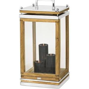 EDZARD Huntsville Wooden Stainless Steel Lantern Height Tea Light Holder with Handle 19.3 in