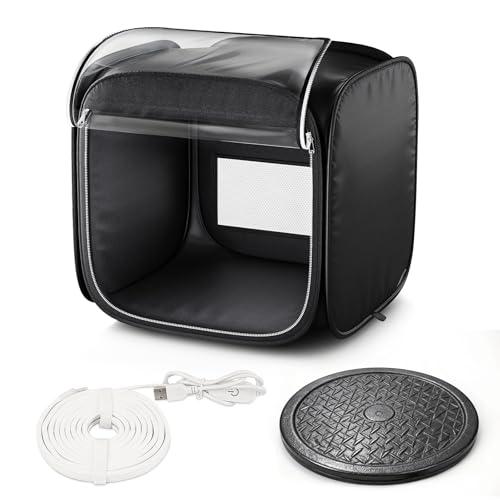 Salcod Portable Airbrush Spray Booth for Model Painting, 19"×19"×19" Paint Booth with Adjustable LED Light, Foldable Airbrush Paint Booth for Crafts, No Fan Included, Black