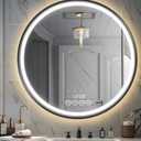 Msrorriw 24 Inch Wall-Mounted Round Bathroom Mirror with LED-Lights - Frame Vanity Mirrors (24" x 24", Black)