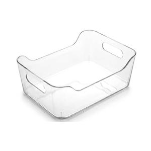 BINO | Plastic Storage Bin, Small, Clear | THE SOHO COLLECTION | Pantry Organizer and Storage Container Fridge Organizer Bin Kitchen Cabinet Organizer Medicine Cabinet Bin