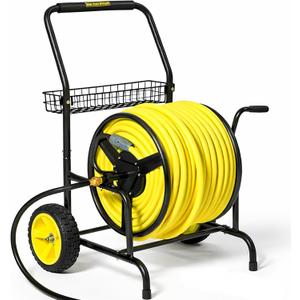 Hose Reel Cart, Hold Up to 300 ft of 5/8'', Garden Hose Cart with 2 Wheels, Heavy Duty Freestanding Water Hose Reels for Outside Garden Lawn Yard Outdoor (300ft Hose Capacity)