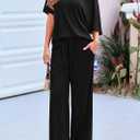 KIRUNDO Lounge Sets for Women Airport Travel Outfit 2026 Summer Off the Shoulder Tops Wide Leg Pants 2 Piece Matching Set, 3X