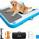 Inflatable Dog Boat Ramp, Non-Slip EVA Dog Float Floating Ramp Ladder for Pools Boats Docks, Safe & Easy Water Access for Large Dogs, Blue