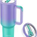 40 oz Tumbler with Handle and Flip Straw Lid - Upgraded Traveler 40oz Tumblers with Lids Straws Vacuum Insulated Leak Proof Stainless Steel Cup Mug Gifts for Men Women Him Her (Oasis)