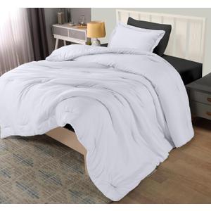 Bedding Twin Comforter Set White, Comforters Twin Size 2 Pieces Bedding Comforters Sets, Down Alternative Soft Bed Set, 1 Comforter (64 x 88 inches) 1 Pillow Sham (20 x 26 inches)