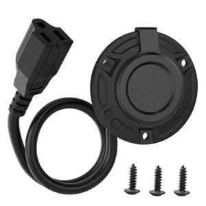 JacEnergy RV Shore Power Inlet Charger Plug 15 Amp AC Port Plug 125 Volt Power Inlet Socket and Waterproof RV Electrical Outlet Receptacle Box Integrated Outdoor Extension Cord for Trailer Plug 