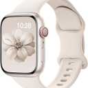 Sport Silicone Band Compatible with Apple Watch Bands 40mm 38mm 41mm 44mm 45mm 42mm 49mm Women Men,Soft Wristband Waterproof Replacement Sport Strap for iWatch Bands Series 9 8 7 6 5 4 3 2 1 SE Ultra (Starlight)