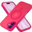 Misea Magnetic for iPhone 17 Case Compatible with MagSafe [Military Grade Drop Protection] Full Camera Lens Protector Translucent Matte Phone Case for Women Girls 6.3 inch, Hot Pink