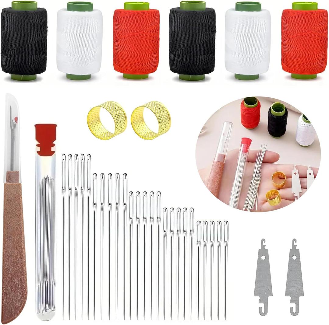 5 x Sewing Tool Set, 37Pcs Big Eye Steel Sewing Needles Kit, Threader and Needle Repair Kit, Needle Threaders and Seam Ripper for Hand Sewing (37pcs Tool kit)