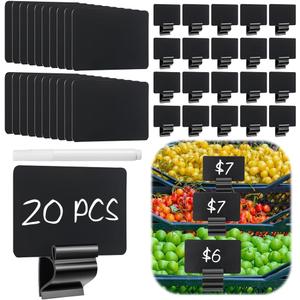 20 Pcs Black Sign Hold Clip, Plastic Food Label Holder Buffet Price Tag Sign Holder for Business, Store, Supermarket