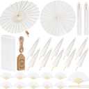 Aodaer 12 Sets Wedding Umbrellas Hand Fans with Thank You Tags Organza Bags, Large size: our paper umbrellas measure approximately 33 inches/84 cm in diameter