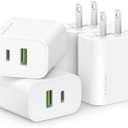 4 Pack USB C Charger Block,20W USB-C & USB-A Port Charger，for i Phone 17/16/15/14/13/12/11/X/8, i Pad and More