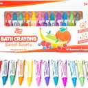 Tub Works Sweet Scents Smooth Bath Crayons Bath Toy, 12 Pack | Nontoxic, Washable Bath Crayons for Toddlers & Kids | Unique Formula Draws Smoothly & Vividly on Wet & Dry Tub Walls | Scented Crayons