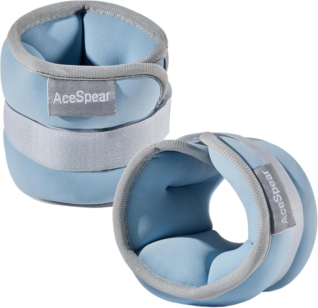 AceSpear Ankle Weights for Men Women Wrist Weights 2 * 1lb 2lbs 3lbs 4lbs 5lbs 6lbs Leg Weights Sandbags Kids Arm Hand Weights for Fitness Walking Running Gym (Blue)