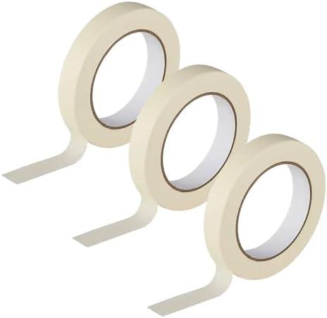 AAFB 3 Rolls Masking Tape - 0.75-inch x 50m Masking Tape for Flawless Paint Jobs, Crafting, and Multipurpose Indoor and Outdoor Use- Strong Adhesive, Waterproof and High Temp 3 Pack