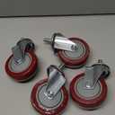 Finnhomy Swivel Caster Wheels 4 Inch Threaded Stem Casters Set of 4 Heavy Duty 1/2"-13 x 1 Anti-wear Polyurethane Industrial Castor Wheels for Cart/Furniture Load Bearing 2200 Lbs Smooth Casters Red