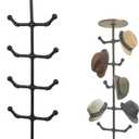uyoyous Rustic Metal Pipe Hat Rack, Freestanding Hat Display Stand with Wheels, Industrial Hat Organizer Holds 10 Hats for Home Shopping Mall