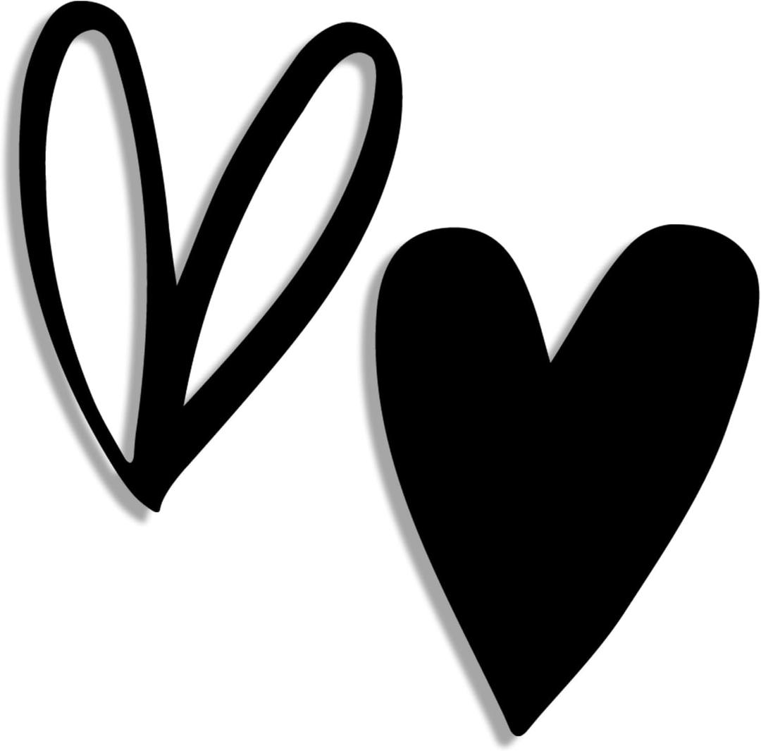 Vineland Metal Heart Wall Art Decor, Black Minimalist Wall Sculptures for Living Room Bedroom Bathroom Kitchen Decorations, Housewarming Valentine's Day Gifts, 5.9x7.8 Inches, Set of 2, Black