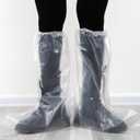 10 Pairs Disposable Shoe Covers & Boot Covers  Waterproof, Non-Slip, Thickened Plastic Overshoes for Men & Women, 19" Tall Rain Boot Protectors for Indoor/Outdoor Use (Clear, One Size Fits All)