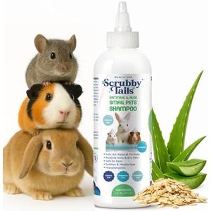 Scrubby Tails Natural Oatmeal & Aloe Vera Small Pets Shampoo for Guinea Pig, Bunny, Ferret & Rabbit Shampoo - Hypoallergenic for Sensitive Skin. 8 fl. oz. (Unscented)