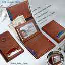 Trifold Leather Wallet for Men,with Cash Pocket 2 ID Window 14-16 Cards Magnetic Closure Slim Wallet 4.0"*3.1", RFID Blocking Front Pocket Wallet with Gift Box