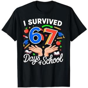 I Survived 67 Days of School Six Seven 6 7 Meme T-Shirt, S