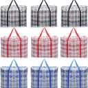 9 Pack 70L Checkered Moving Storage Bags, Large Travel Plaid Bag for Storage Box with Zipper, Heavy Duty Laundry Tote Organizer with Handle for Cloths, Pillow, Bedding, Red, Blue, Black
