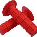 Worldmotop Motorcycle Handlebar Grips Non-Slip Soft Rubber Grips Handlebar with 7/8" 22mm 24mm Replacement for All Off Road ATV Dirt Bike, Bike Handle Grips(Red)