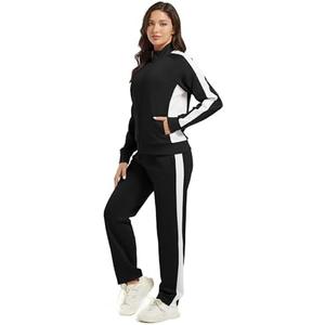 wiebdncj Women's Full Zip-Up Tracksuit Set Long Sleeve Casual Jogging Suits Workout Gym 2 Piece Outfits with Pockets, M