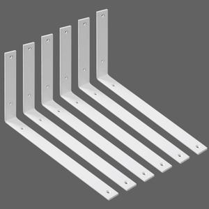 Shelf Brackets Heavy Duty 14 Inch White L Brackets for Shelves 6 Pack 5mm Thick Wall Mounting Floating Metal Iron Shelf Support for Wood with Screw