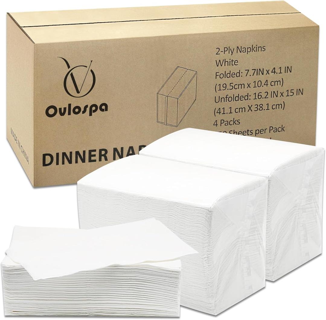 Disposable Napkins, 600 Count 2-Ply White Napkins Bulk, Paper Dinner Napkins for Wedding Party Bathroom and Everyday Use (16.2" X 15")