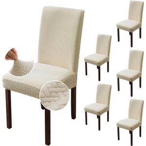Genina Chair Covers for Dining Room Chair Covers Dining Chair Slipcovers Stretch Kitchen Parsons Chair Cover (Beige, 6 PCS)