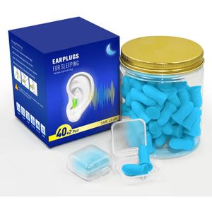 Ear Plugs for Sleeping Noise Cancelling - 42Pairs Foam Ear Plugs Noise Reduction, 40dB EarPlugs for Snoring, Traveling, Shooting, Sound Blocking Hearing Protection - Blue with 2 Travel Package