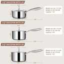EWFEN 3 Ply Stainless Steel Sauce Pan Set with Lids, 1 & 2 & 3 Quart Multipurpose Cooking Pot, Stay-Cool Handle, Induction Oven Dishwasher Safe, 1QT & 2QT & 3QT